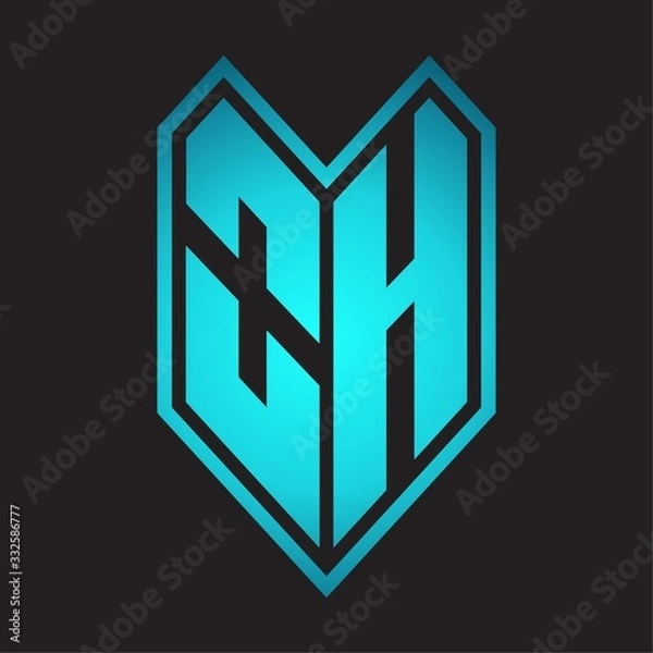 Fototapeta OH Logo monogram with emblem line style isolated on blue gradient colors