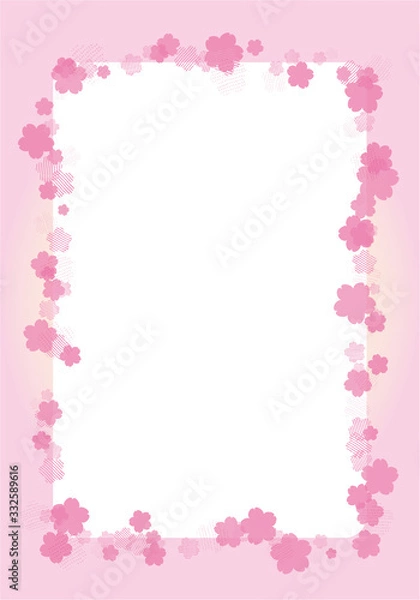 Fototapeta メッセージカードデザイン　桜のフレーム　四角