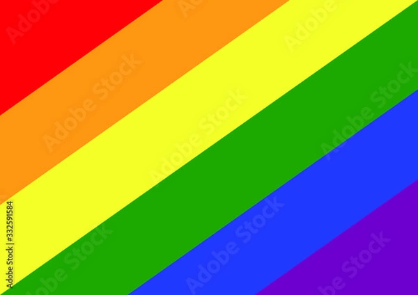 Fototapeta Rainbow flag in diagonal, The most widely known worldwide is the pride flag representing LGBT pride. (lesbian, gay, bisexual, and transgender)