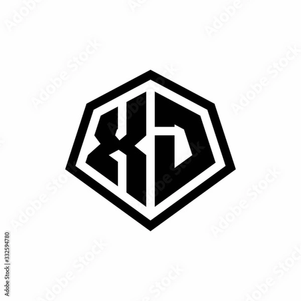 Obraz XJ monogram logo with hexagon shape and line rounded style design template
