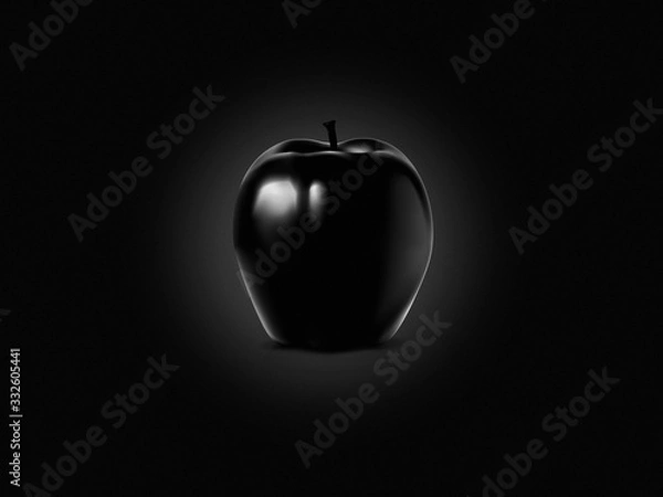 Obraz Black apple on a black texture background