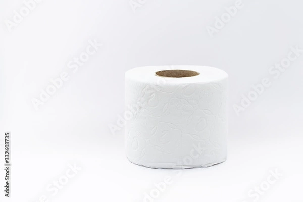 Obraz Roll of toilet paper with side texture on a white background
