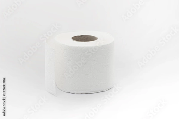 Obraz Roll of toilet paper with side texture on a white background