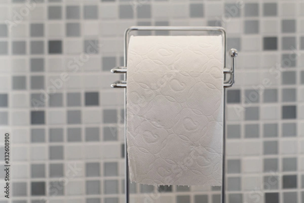 Obraz Roll of toilet paper on the counter in the bathroom