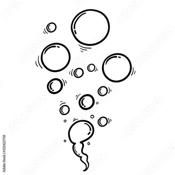 Fototapeta water bubble illustration with hand drawn doodle cartoon style vector