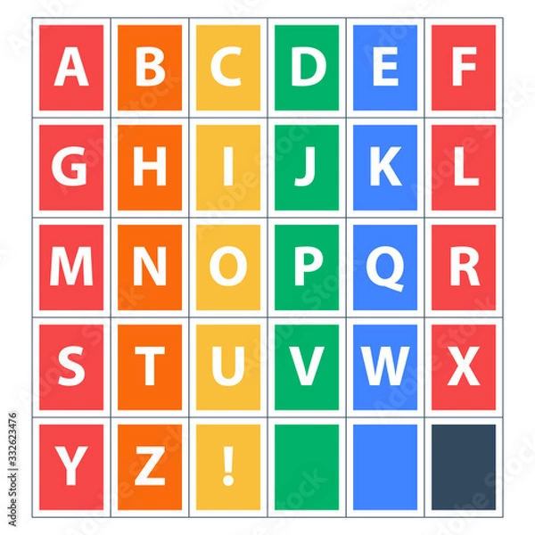 Fototapeta Colorful alphabet, set of letters in rectangles
