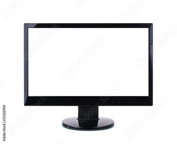 Fototapeta Computer Monitor with blank white screen.
