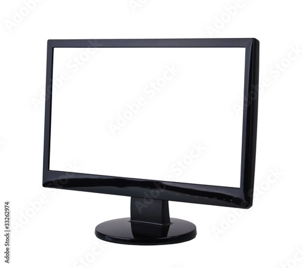 Fototapeta Computer Monitor with blank white screen.