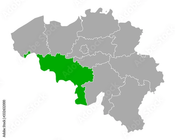 Obraz Karte von Hennegau in Belgien