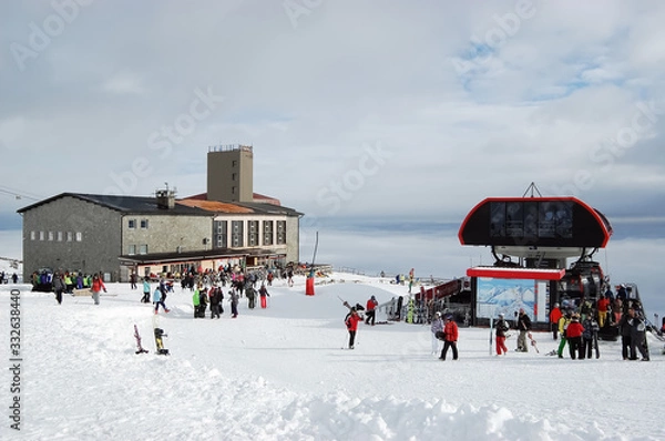 Fototapeta View on the Skalnate Pleso Station in the High Tatras, Slovakia.