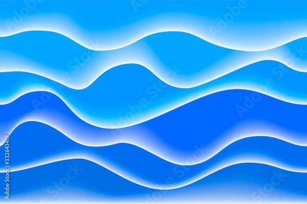 Fototapeta Blue waves geometric abstract background. Vector illustration.