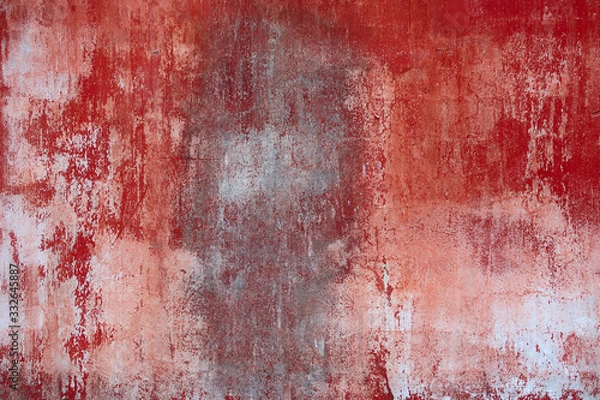 Obraz Background texture of an old concrete wall with peeling red paint