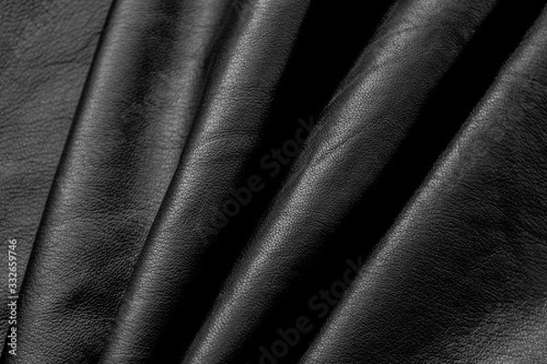 Obraz Closeup of black soft nappa leather background