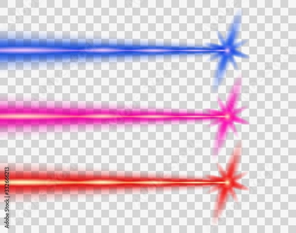 Obraz Laser beam color, set. Vector design element. The isolated transparent object on a light background.