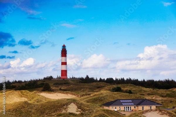 Fototapeta A Lighthouse in the Dunes of Amrum, Germany, Europe