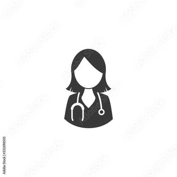 Fototapeta Female doctor icon female doctor with stethoscope around his neck. vector medical symbol