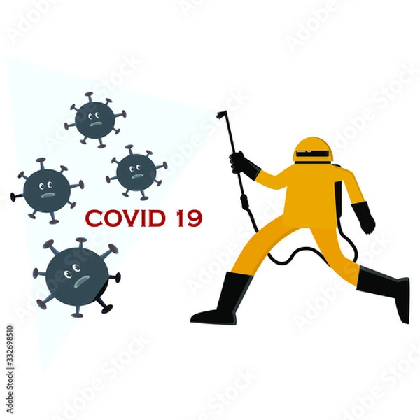 Fototapeta Vector illustration fight covid-19 corona virus
