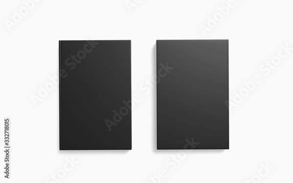 Fototapeta 2 books with blank black hardcover isolated on white as template for your design presentation, promotion etc.