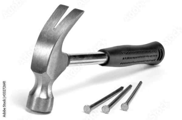 Obraz marteau de charpentier et clous