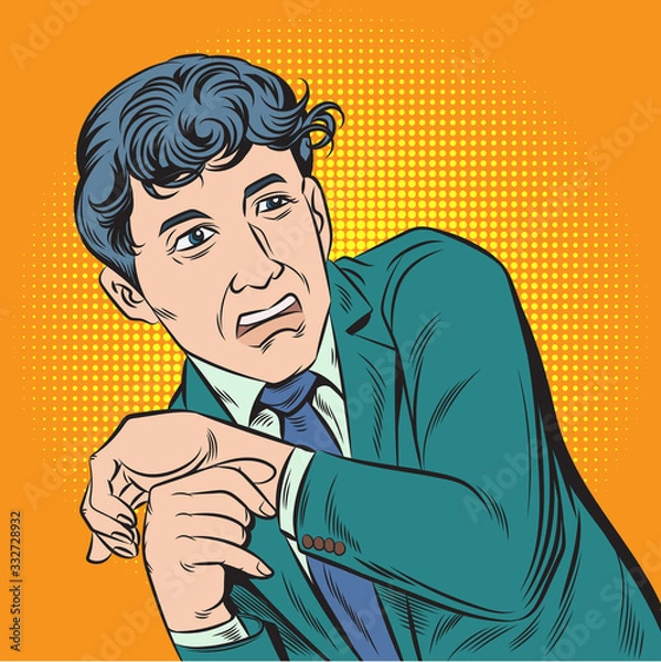 Obraz Business people are scared. Pop art retro illustration comic Style Vector, Separate images of people from the background.