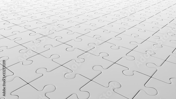Obraz White jigsaw puzzle template background. 3D-rendering.