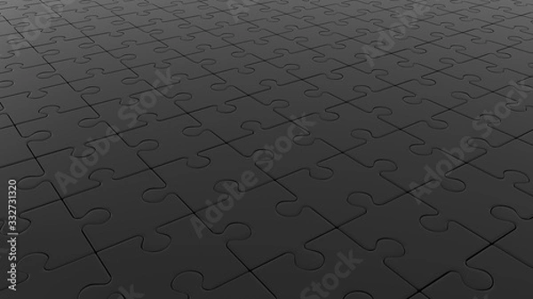 Fototapeta Czarne tło szablonu puzzle. Renderowanie 3D.