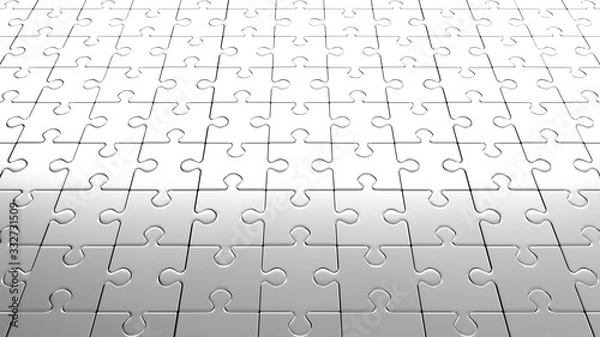 Fototapeta White jigsaw puzzle template background. 3D-rendering.