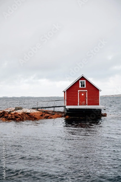 Obraz Beautiful red fishing stage in Fogo Island, Newfoundland