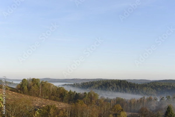 Obraz Bieszczady Mountain park with top view in high sun