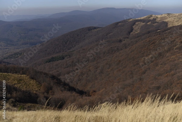 Obraz Bieszczady Mountain park with top view in high sun