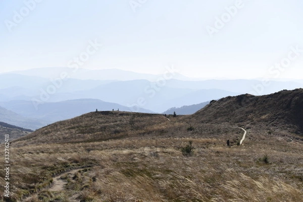 Obraz Bieszczady Mountain park with top view in high sun
