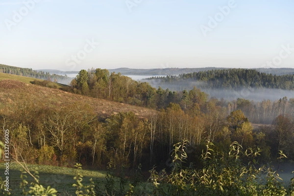 Obraz Bieszczady Mountain park with top view in high sun
