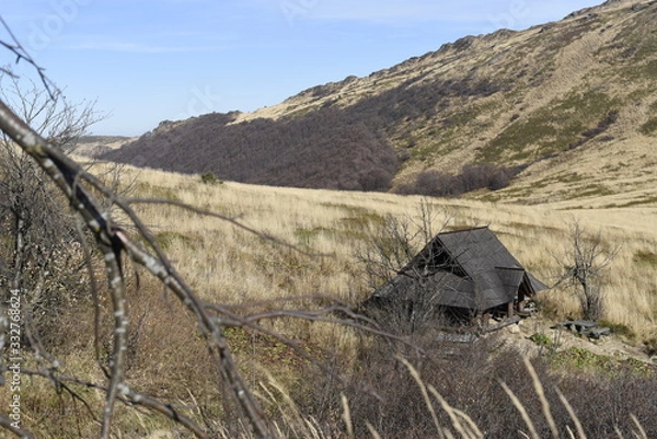 Obraz Bieszczady Mountain park with top view in high sun
