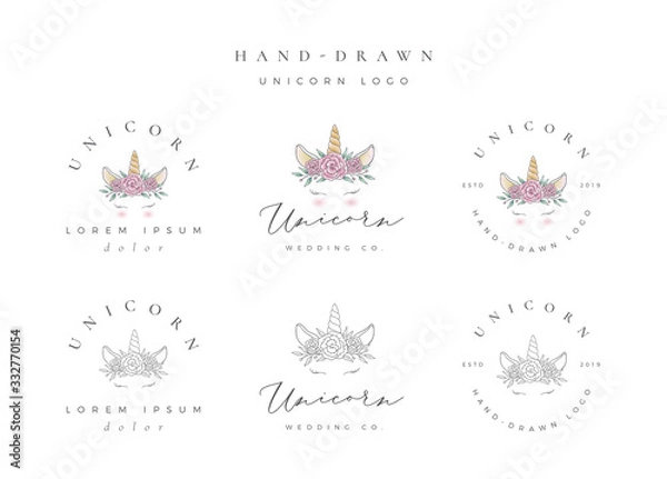 Obraz Hand drawn unicorn logo