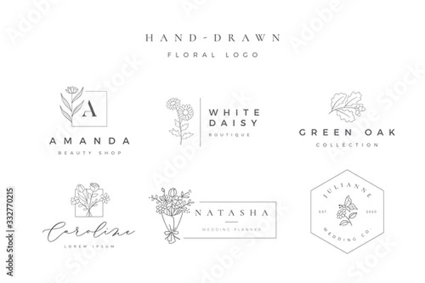 Obraz Minimalist hand drawn floral logo