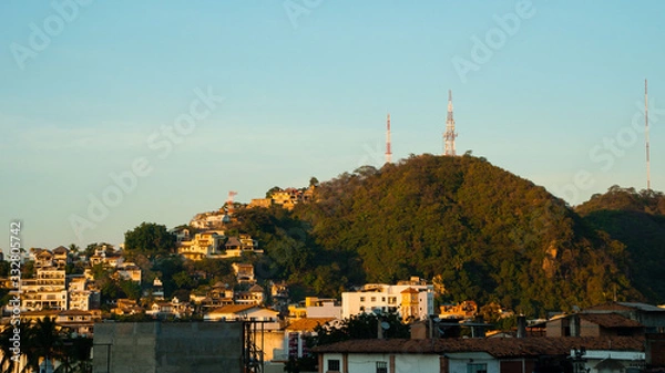 Obraz Large Green Mountain View at Sunset In Puerto Vallarta Mexico