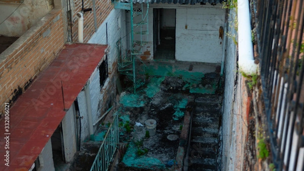 Obraz Bright Teal floor on roof top in Mexico