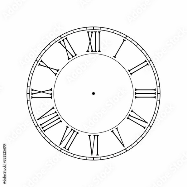 Fototapeta Roman numerals clock faces. Round shape. Vector illustration