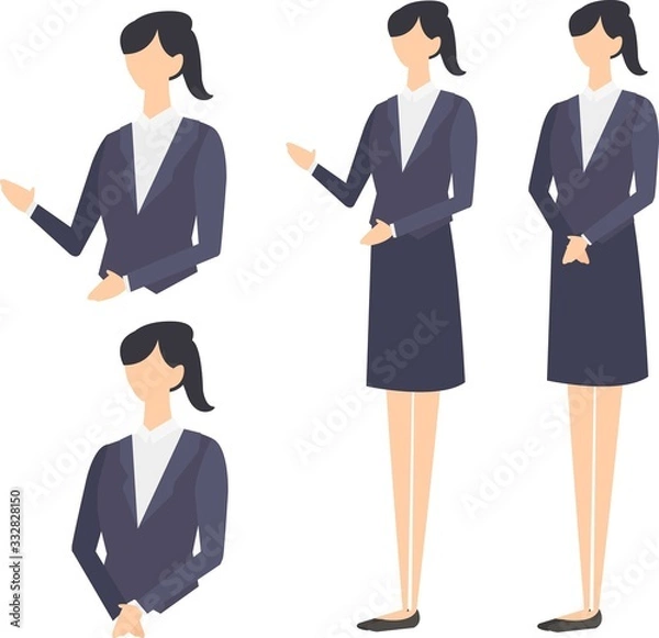 Obraz スーツを着た女性のベクターイラスト　転職　就活　新卒　フォーマル　黒髪　日本人