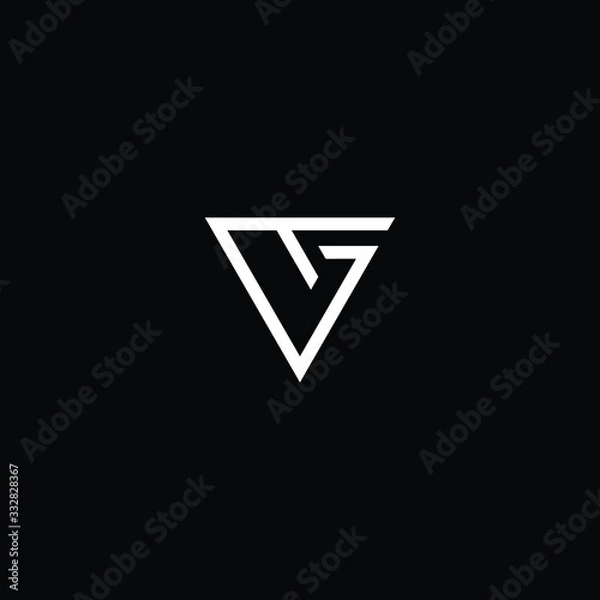 Fototapeta Minimal elegant monogram art logo. Outstanding professional trendy awesome artistic TG GT initial based Alphabet icon logo. Premium Business logo White color on black background