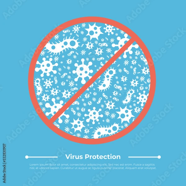 Obraz Stop spread of viruses, bacterias and germs. Anti virus, bacterias and germs sign.