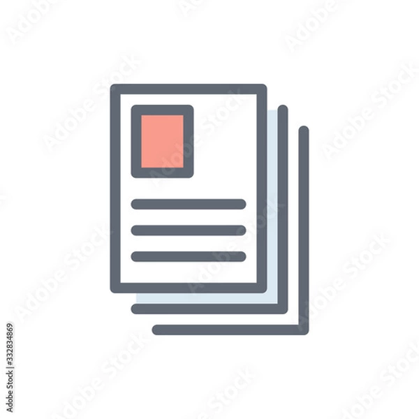 Fototapeta Document Vector Colour With Line Icon Illustration