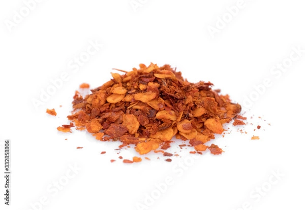 Obraz crushed chilli isolated on white background