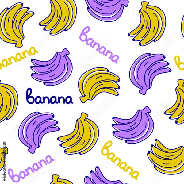 Fototapeta  Vector seamless pattern. Fruits. banana
