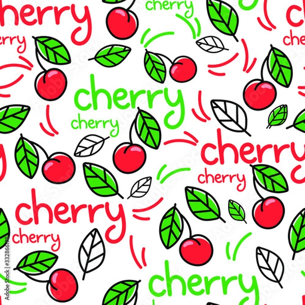 Fototapeta  vector seamless pattern.Fruit.Cherry