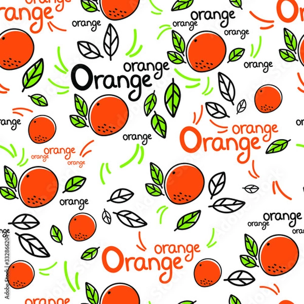 Fototapeta Vector seamless pattern. Fruits. orange