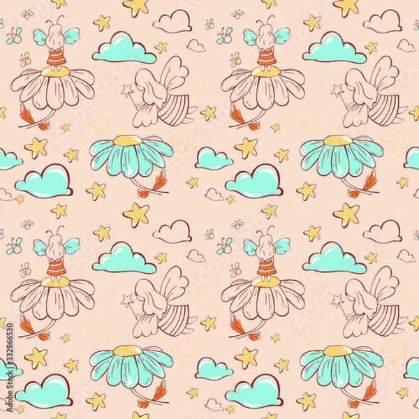 Fototapeta  Children's seamless pattern. Fairy. vector