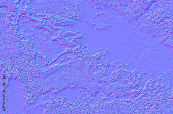 Fototapeta Normal Map for 3D programs Cement wall background