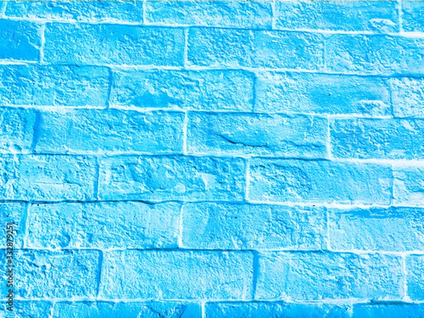 Obraz Blue retro brick wall surface. Soft blue colored wall background.