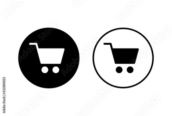 Fototapeta Shopping icons set on white background. Shopping cart icon. Basket icon. Trolley